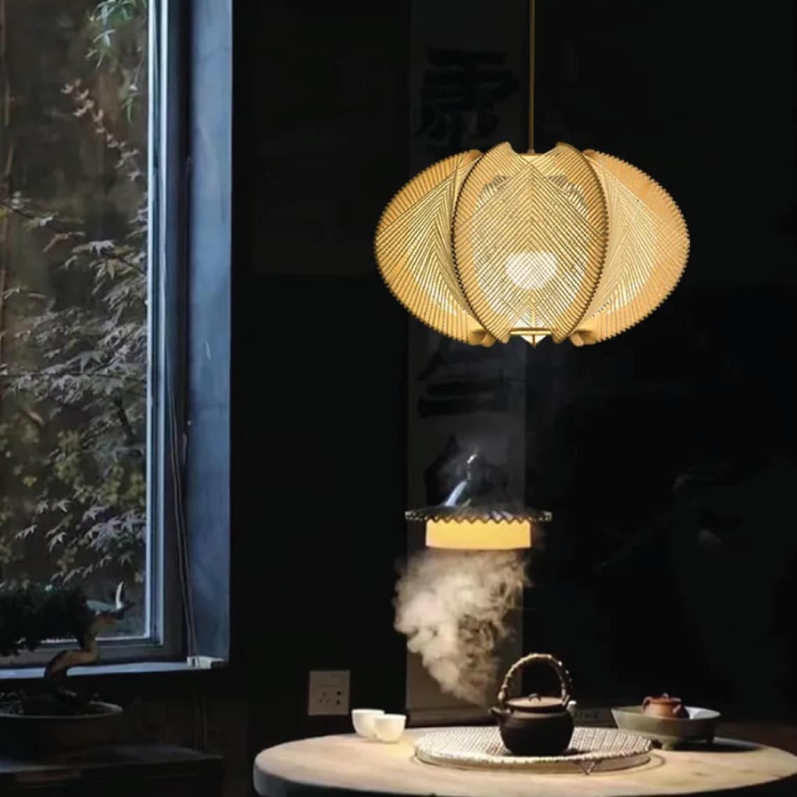 Retro Round Bamboo Pendant Lamp
