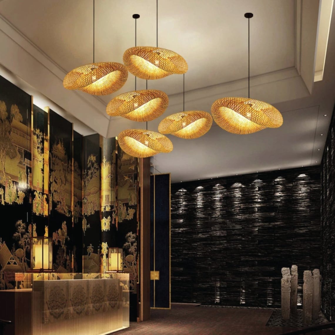 Wooven Bamboo Pendant Lamp