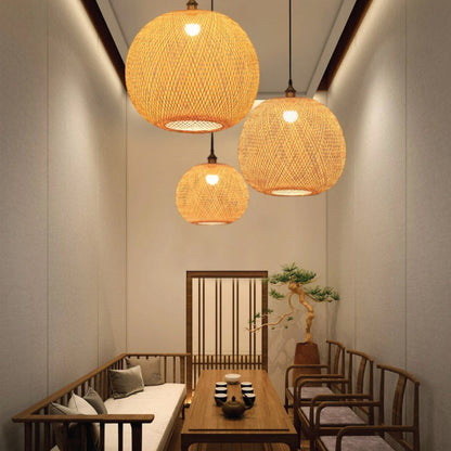 Round Woven Bamboo Pendant Lamp