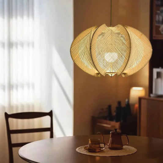 Retro Round Bamboo Pendant Lamp